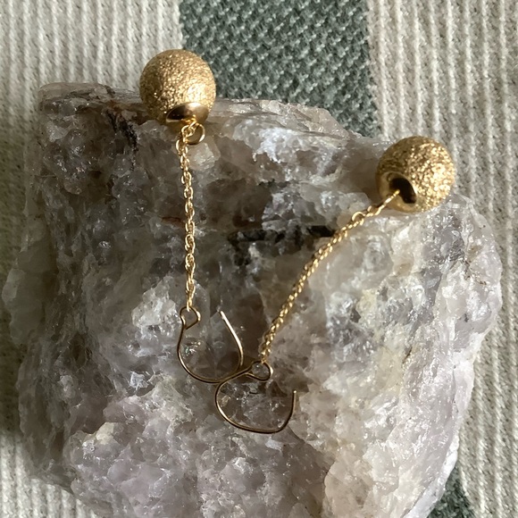 14K JJT Yellow gold drop earrings, pre-owned - Picture 3 of 6